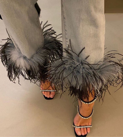 TUVANA SİYAH KRİSTAL TAŞLI TOPUKLU SANDALET